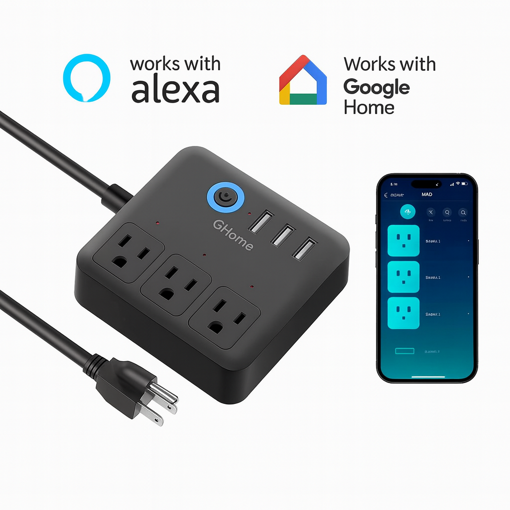 Regleta Inteligente WiFi WP9 BLACK – en (3 AC USB) – Color